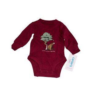 Carters Baby Burgundy Long-Sleeve Newborn Bodysuit "Cutest Little Brother" Bear